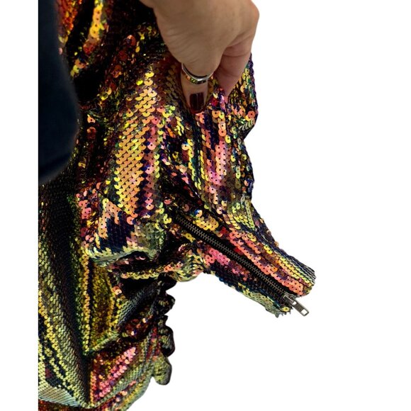 ALEX PERRY Jackson One-sleeve Sequined Satin Mini Dress In Pink NWOT - Size 6 US - Picture 5 of 11